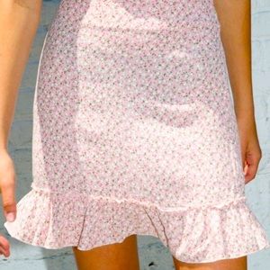 Brandy Melville Pink Floral Cara Skirt